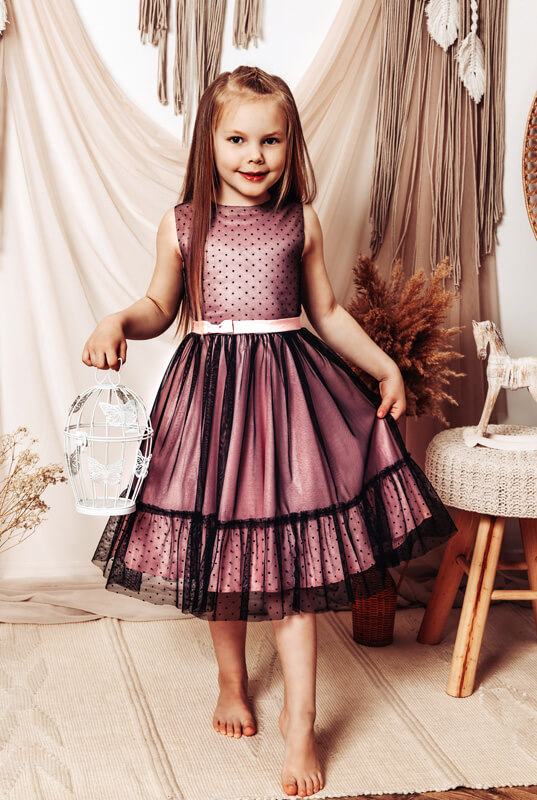 Tiulowa sukienka midi dla dziewczynki - model Valeria