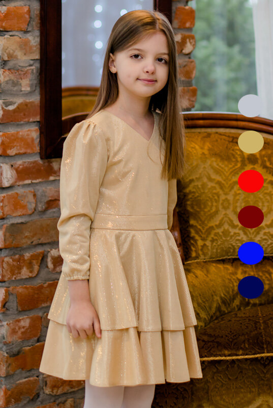 Sukienka z falbankami i rękawem z błyskiem model Dakota kolory