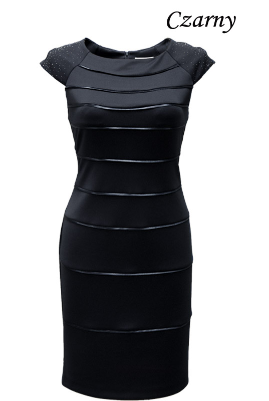 Czarna zdobiona cyrkoniami wąska sukienka Kaszmir