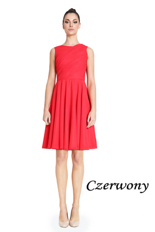 Czerwona rozkloszowana sukienka szyfonowa - LaKey 267